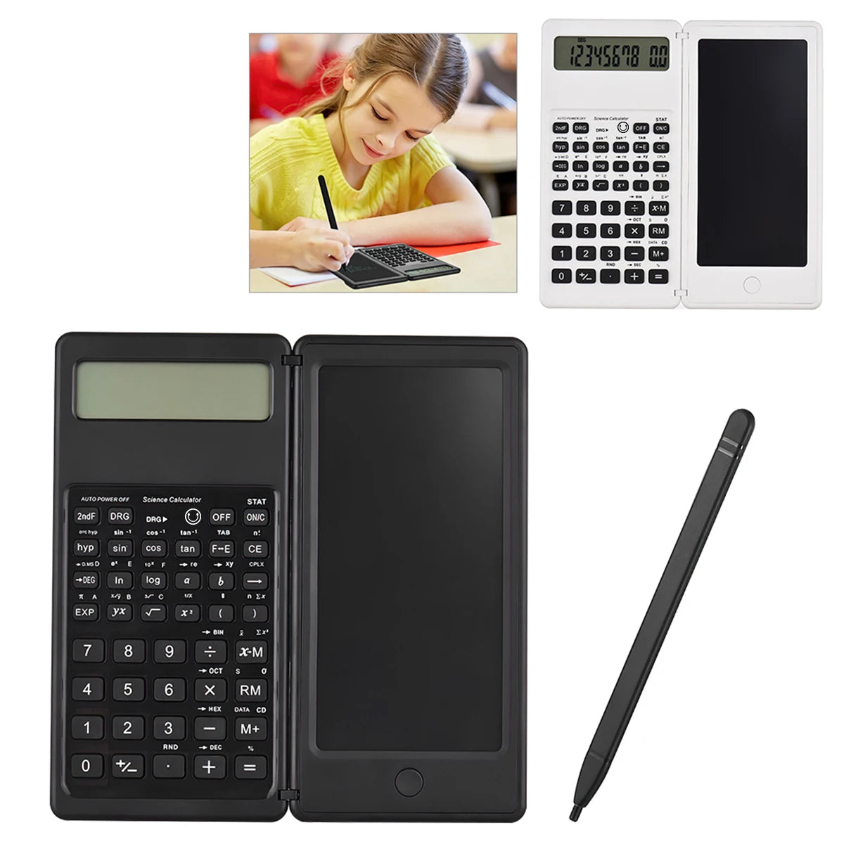 Calculatrice Pliable 2-En-1 Avec Tablette D'écriture LCD