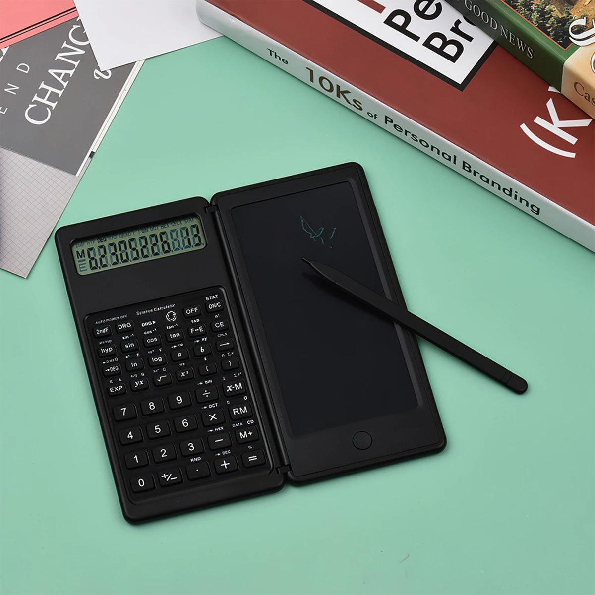 Calculatrice Pliable 2-En-1 Avec Tablette D'écriture LCD