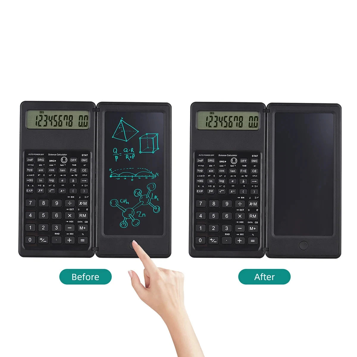 Calculatrice Pliable 2-En-1 Avec Tablette D'écriture LCD