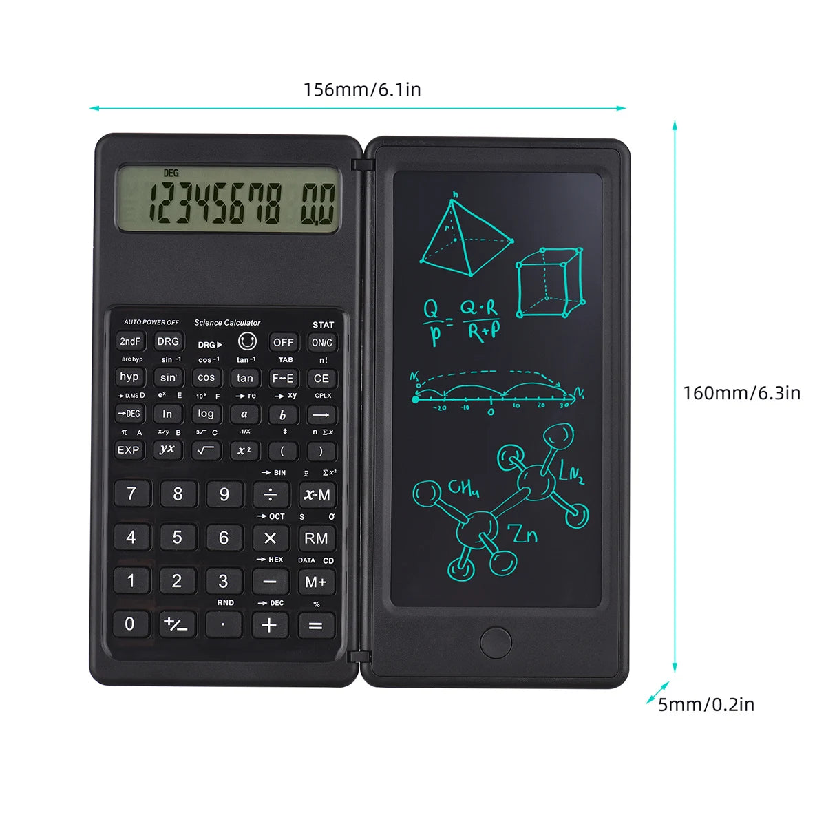 Calculatrice Pliable 2-En-1 Avec Tablette D'écriture LCD